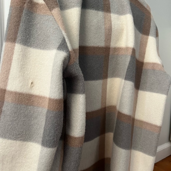 Cotton Emporium Plaid Wool Shacket in Cream, Gray, and Brown - Picture 6 of 7